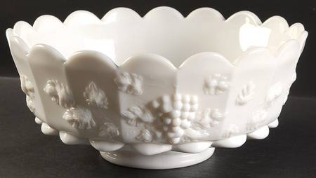 Paneled Grape Milk Glass 10" Round Bowl