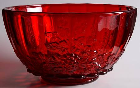 Paneled Grape Ruby Punch Bowl