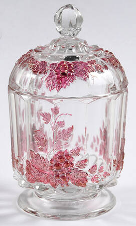 Paneled Grape Ruby Flash Sugar Bowl & Lid