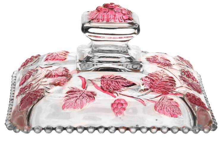 Paneled Grape Ruby Flash Lid for Beaded Honey Dish