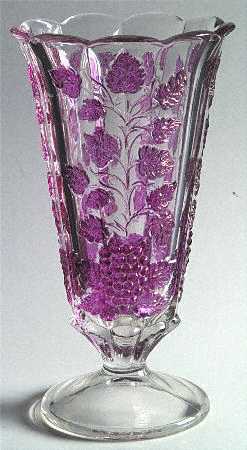 Paneled Grape Ruby Flash 9" Belled Vase