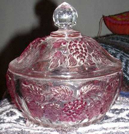 Paneled Grape Ruby Flash Candy Dish & Lid