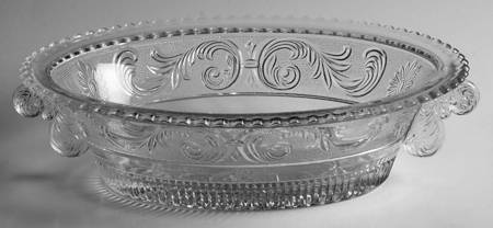 Princess Feather Clear 11" Oval Handled Bowl