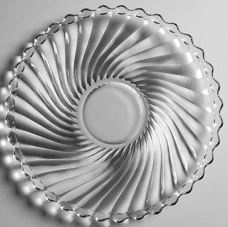 Swirl and Ball Clear 13" Torte Plate