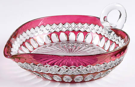 Waterford Ruby Bowl Handled Heart Shape Nappy