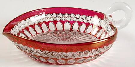 Waterford Ruby Bowl 8'' Handled Heart Shape Nappy