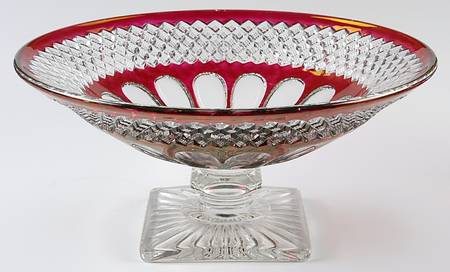 Waterford Ruby Bowl 10" Round Footed Flared Bowl