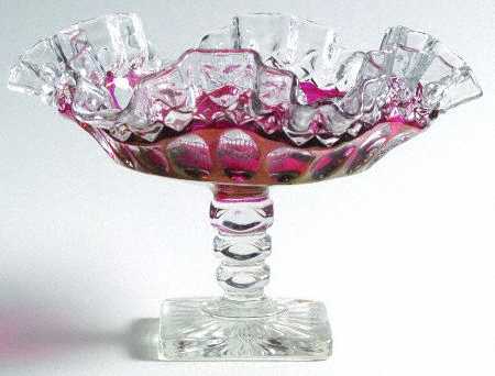 Waterford Ruby Bowl Ruffled Compote