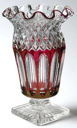 Waterford Ruby Bowl 6" Double Crimped Vase