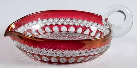 Waterford Ruby Bowl 6" Handled Heart Shape Nappy