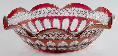 Waterford Ruby Bowl 11" Round Crimped Bowl