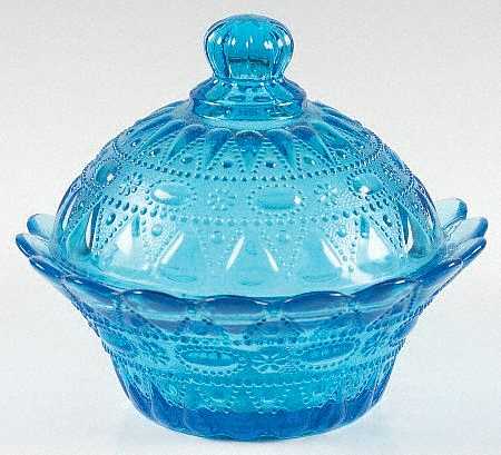 Lace and Dewdrop Blue 6" Round Covered Bowl