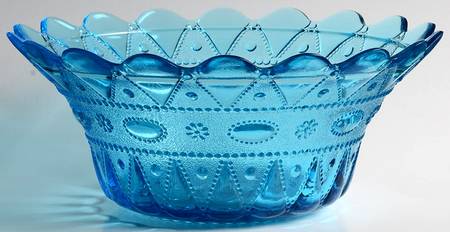 Lace and Dewdrop Blue 10" Round Flared Bowl