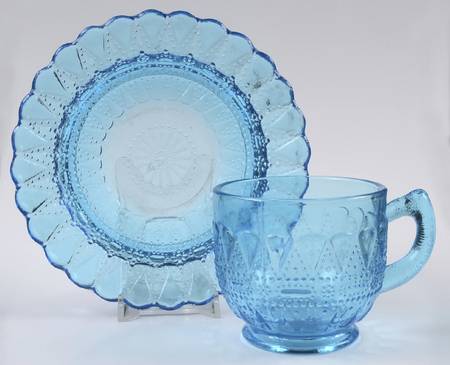 Lace and Dewdrop Blue Cup & Saucer Set