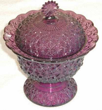 Daisy and Button Amethyst 6" Compote & Lid