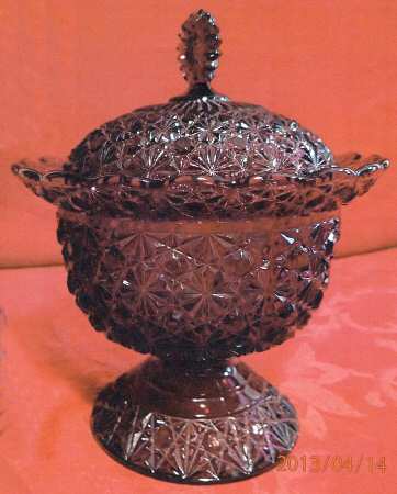 Daisy and Button Amethyst Candy Dish & Lid