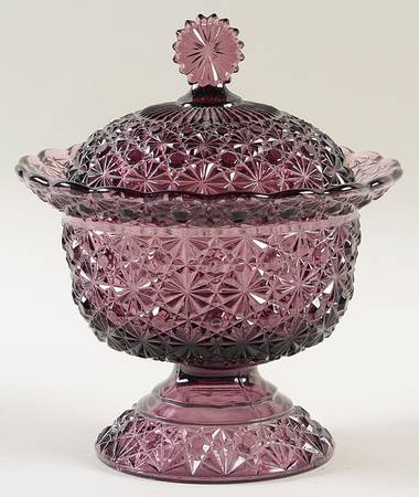 Daisy and Button Amethyst 7" Compote & Lid