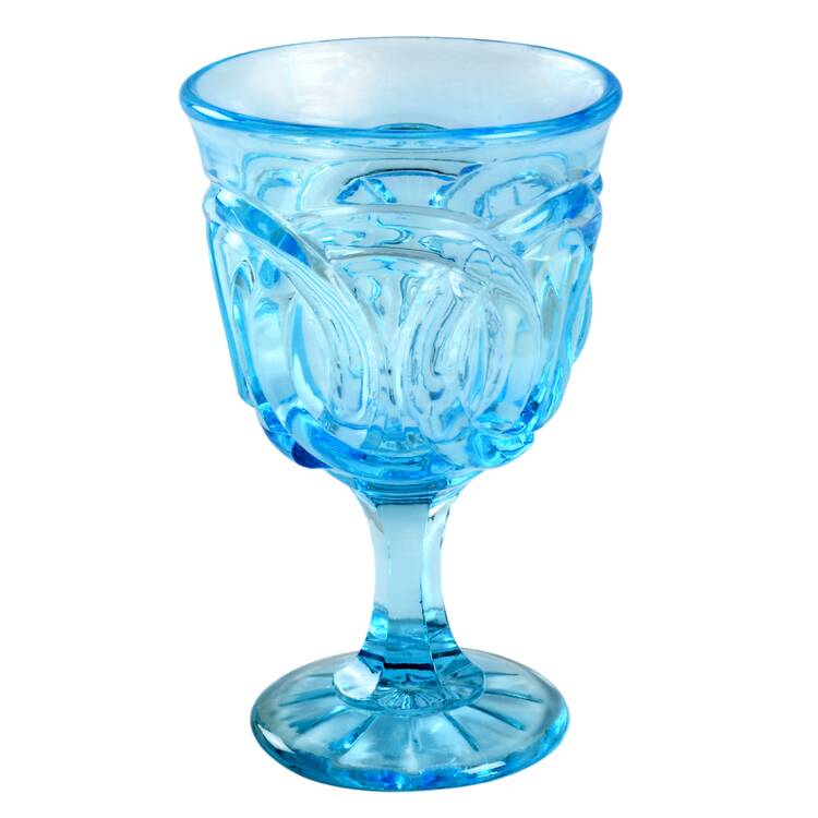 Double Ring Blue Wine Glass