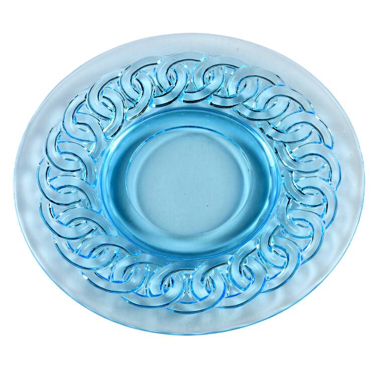 Double Ring Blue Luncheon Plate