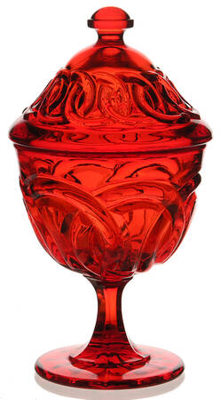 Double Ring Ruby Candy Dish & Lid