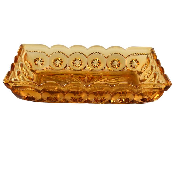 Moon and Star Amber 8" Rectangular Relish