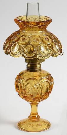 Moon and Star Amber Mini Oil Lamp with Globe and Chimney