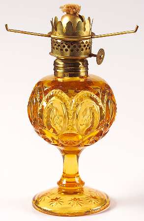 Moon and Star Amber Mini Oil Lamp, No Globe or Chimney