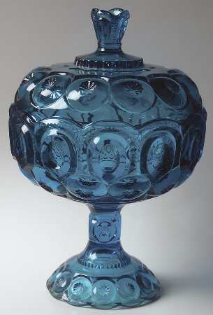 Moon and Star Blue 12" Tall Compote & Lid