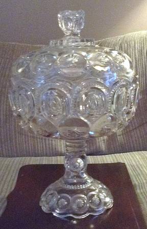 Moon and Star Clear 10" Compote & Lid