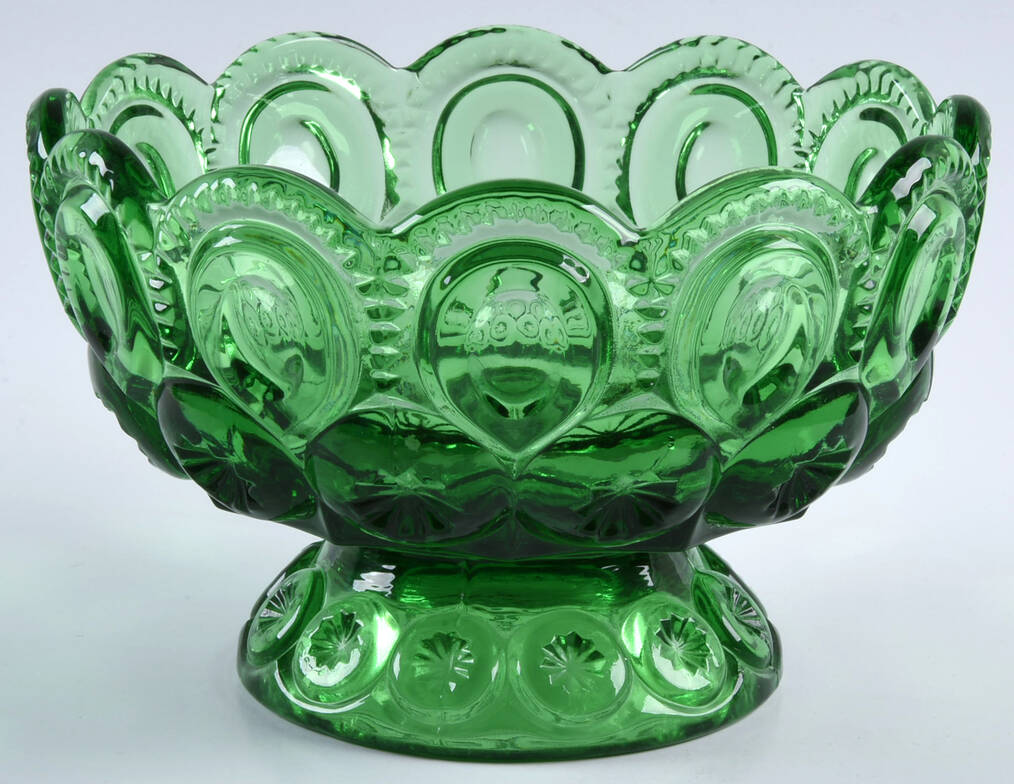 Moon and Star Green 7" Compote No Lid