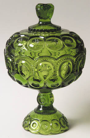 Moon and Star Green 10" Compote & Lid
