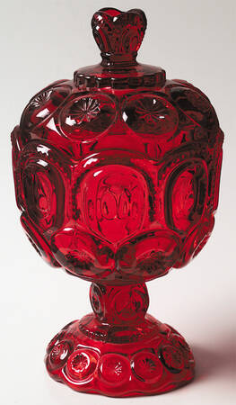 Moon and Star Ruby 8" Compote & Lid