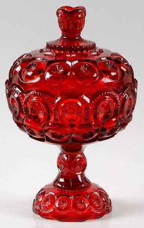 Moon and Star Ruby 10" Compote & Lid