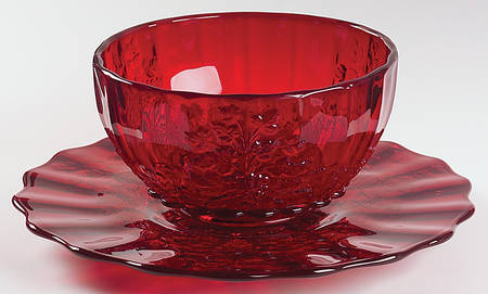 Panel Grape Ruby Punch Bowl with Underplate