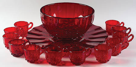 Panel Grape Ruby (14 Piece) Punch Set (Bowl, Underplate, 12 Cups)