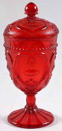 Sweetheart Red Footed Candy Dish & Lid