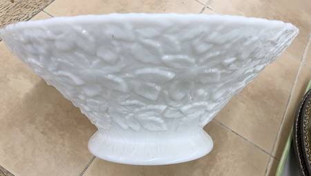 Bramble Milk Glass 12" Round Flared Bowl