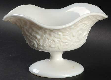 Bramble Milk Glass Footed Crimped Bowl