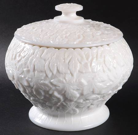 Bramble Milk Glass Cookie Jar & Lid