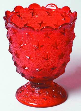 Stippled Star Ruby Sugar Bowl W/Lip No Lid