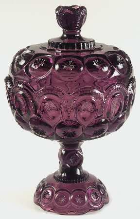 Moon and Star Amethyst 10" Compote & Lid