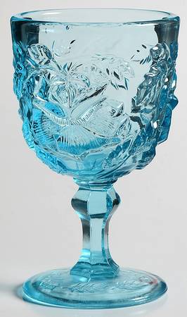 Wild Rose Blue Wine Glass
