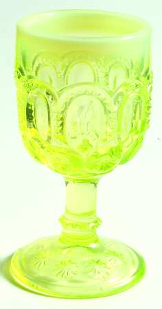 Moon and Star Vaseline Opalescent Wine Glass