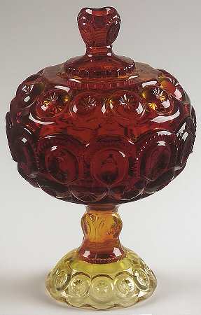 Moon and Star Amberina 10" Compote & Lid