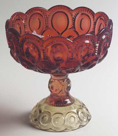 Moon and Star Amberina 10" Compote No Lid