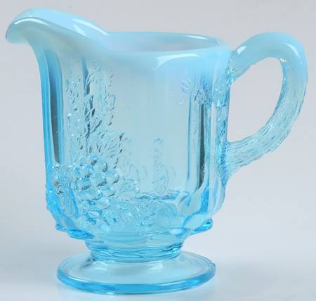 Paneled Grape Blue Opalescent Individual Creamer