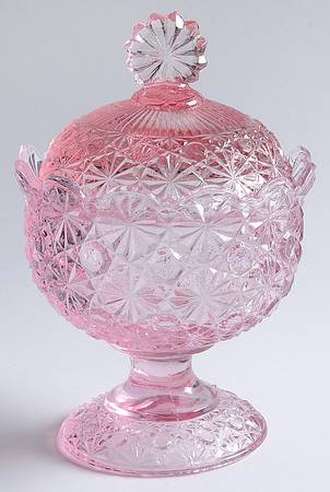 Daisy and Button Pink 6" Compote & Lid