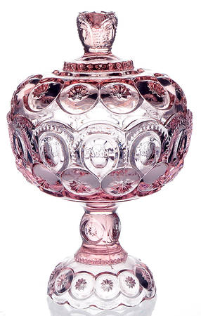 Moon and Star Pink 10" Compote & Lid
