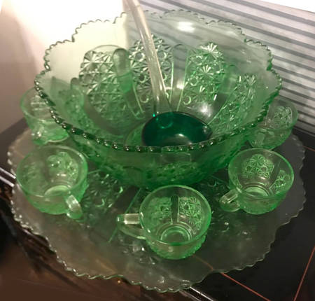 Daisy and Button Green Punch Bowl