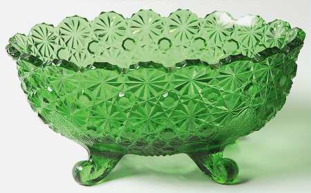 Daisy and Button Green 10" Four Toed Oval Bowl